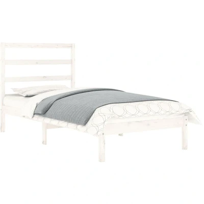 Image of vidaXL Bed Frame without Mattress White 75x190 cm Small Single Solid Wood