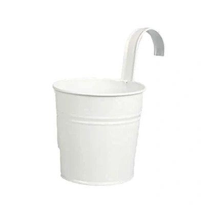 Image of Brussels Metal Iron White 1 Pc Plant Pot Hanging Planter for Indoor Garden Decor