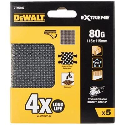 Image of Dewalt DTM3022QZ 80 Grit 1/4 Sanding Sheets (Pack of 5),One Size