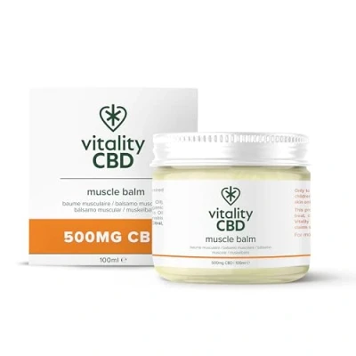 Image of Vitality CBD Muscle Balm, High Strength 500mg of CBD, Natural, 100 ml Improved Formula, NO THC