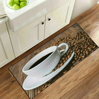 Image of Textile Home 3D Non Slip Kitchen Floor Mats Fruit Washable Rug Small &amp; Large (Fruit Black Coffee, 50 x 150 cm)