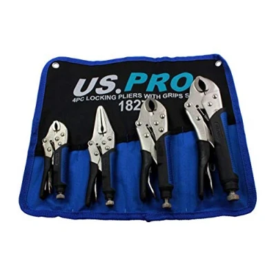 Image of US Pro Locking Pliers 4pc Mole Grips Adjustable Wrench Vice 1827