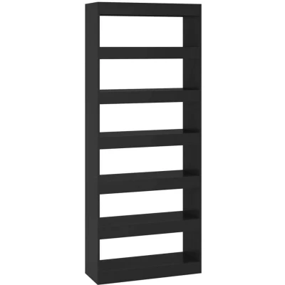 Image of vidaXL Book Cabinet/Room Divider Black 80x30x198 cm Engineered Wood