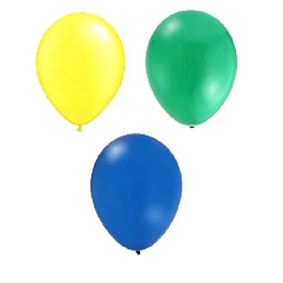 Image of Toyland® 30 BRAZIL CRICKET WORLD CUP BALLOONS GREEN, YELLOW &amp; BLUE 12&quot; LATEX