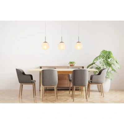 Image of Kop Bar Pendant Ceiling Light Nickel Matt Balls Opal Alabaster Optic Glass Shade 3x E27