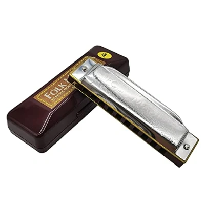 Image of ADIYA Harmonica Suzuki Folkmaster Standard Beginner Diatonic Blues 10 Holes Key of C Musical Gift (Ab)