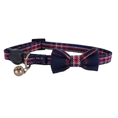 Image of Rosewood Designer Navy &amp; Red Tartan Cat Collar