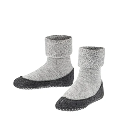 Image of FALKE Unisex Kids Cosyshoe K HP Wool Grips On Sole 1 Pair Grip socks, Grey (Light 3400), 11 12