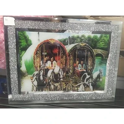 Image of Biznest Crushed Diamond Chopping Board 2 Wagon Pic Crystal Filled Silver Bling 30X40Cm