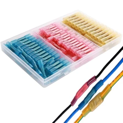 Image of CESFONJER Heat Shrink Wire Connector Crimp Connectors Waterproof Insulated Electrical Terminals Marine Automotive, Butt Kit (red 60pcs, Blue 40 pcs, Yellow 30 pcs)
