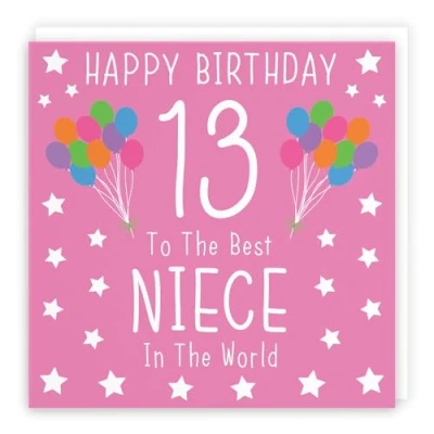 Image of Hunts England Niece 13th Birthday Card Happy 13 To The Best In World Iconic Collection Fun