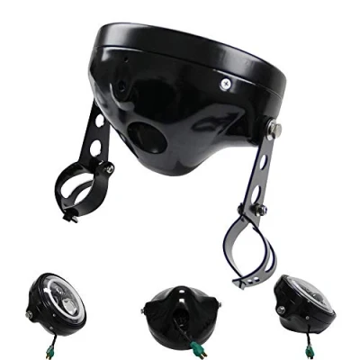 Image of SKUNTUGUANG 7 inch Motorcycle Round LED Headlight Housing Bucket W/Bracket for Harley/Universal Assembly,Black