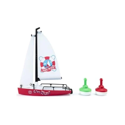 Image of siku 1752, Sailboat with Buoys, Plastic, 1:50, White/Red, Collapsible sails, mast, Incl. buoys