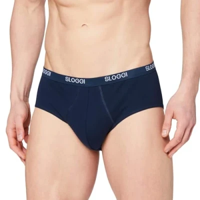 Image of Sloggi Men&#039;s Basic Midi Boxer Shorts, Blue, 38 UK