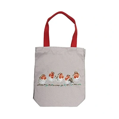Image of Wrendale Designs &#039;Jolly Robin&#039; Robin Canvas Tote Bag