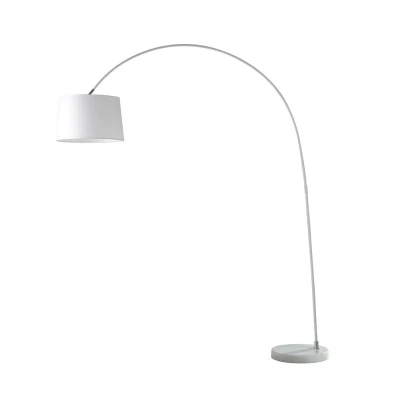 Image of DREAM Arc Floor Lamp White, Fabric Lampshade, Marble Base 152x205x35cm