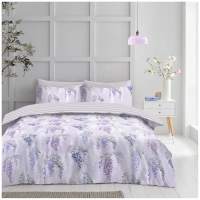 Image of GC GAVENO CAVAILIA Botanical Leaves Duvet Cover With Pillow Cases Flower Polycotton Bedding Double Bed Breathable Blush Pink Comforter Set