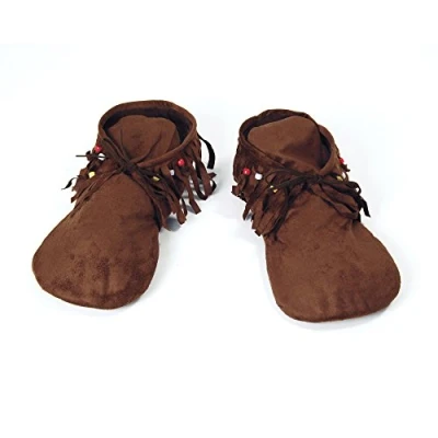 Image of Bristol Novelty BA457 Hippy Native American Moccasins 1 Pair Brown One Size Adult Lady&#039;s