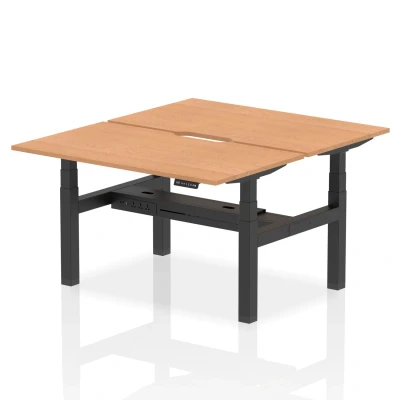 Image of Air B2B 1400x800mm Height Adjustable 2P Bench Desk Scalloped Oak/Black