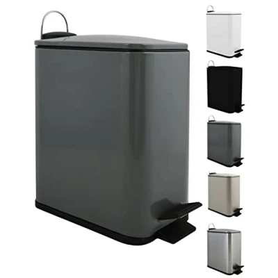 Image of Spirella Erik Cosmetic Bin 5 Litres Stainless Steel with Soft Close Mechanism and Inner Bucket Bathroom Waste Anthracite