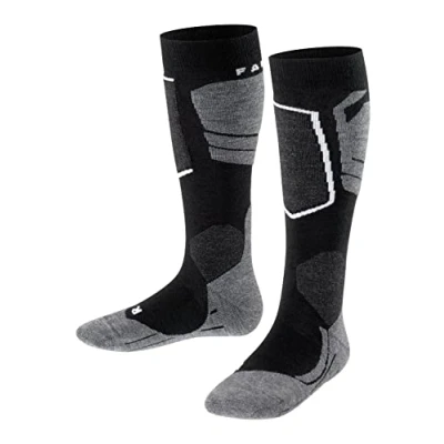 Image of FALKE Unisex Kids SK4 Advanced K KH Wool Warm Thin 1 Pair Skiing Socks, Black (Black Mix 3010), 12 2.5