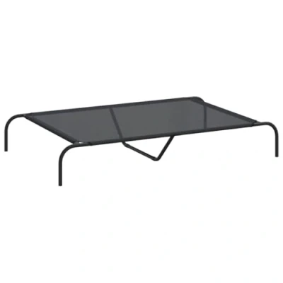 Image of vidaXL Raised Dog Bed Black 130 x 80 20 cm Textilene and Steel, Bed, Outdoor Cooling