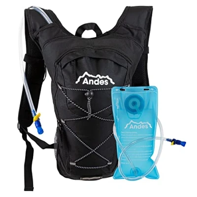 Image of Andes 2 Litre Black Hydration Pack/Backpack Running/Cycling with Water Bladder/Pockets