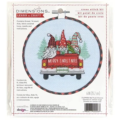 Image of Dimensions Christmas Counted Cross Stitch Kit, Fabric Bamboo, 14 Cnt. Light Blue Aida, 6&quot; D
