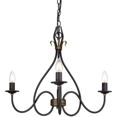 Image of Windermere Multi Arm Chandelier 3 Light Rust, Gold Finish Shades Not Included, E14
