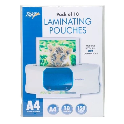 Image of 10 x A4 Laminating Pouches Clear Gloss Laminator Machine Sleeves Laminates