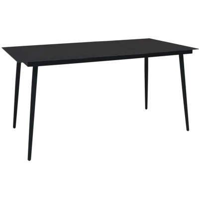 Image of vidaXL Garden Dining Table Black 190x90x74 cm Steel and Glass
