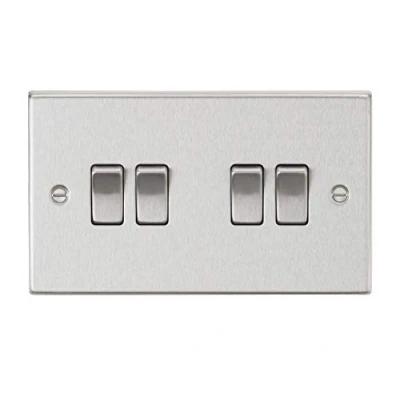Image of KnightsBridge 10AX 4G 2 Way Plate Switch Square Edge Brushed Chrome