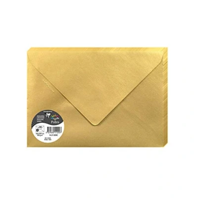 Image of Clairefontaine Ref 51200C Pollen Iridescent Envelopes (Pack of 20) C5 in Size, 120gsm Paper, Suitable for Use with Inkjet or Laser Printers Gold