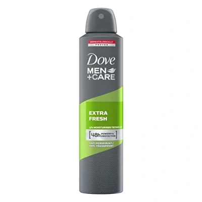 Image of Dove Men + Care Extra Fresh Anti Perspirant Deodorant Aerosol Spray For Men, Long Lasting Sweat And Body Odour, 48 Hour Protection A Clean Fragrance (250ml)