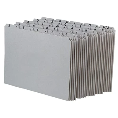 Image of Pendaflex PN925 Recycled Top Tab File Guides, Alpha, 1/5 Tab, Pressboard, Letter (Set of 25),Gray
