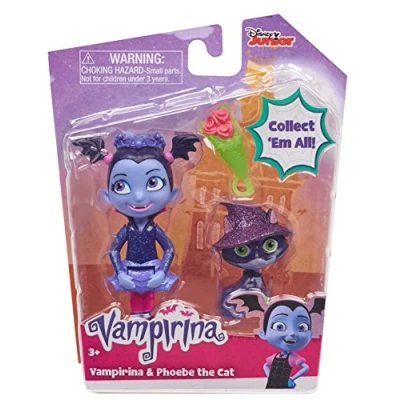 Image of Vampirina Best Ghoul Friends Vee and Phoebe Cat Figure Toy, Multicolor, Pink, Purple, Black