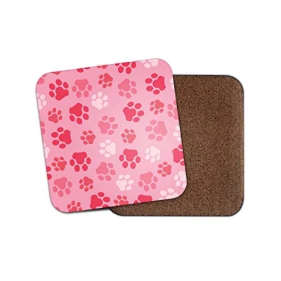 Image of 1 x Pink Paw Prints Coaster Dog Cat Animal Mum Sister Cute Pretty #13224