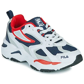 Image of Fila RAY Tracer Unisex Trainers for kids, Size: 2, White/navy Imitation leather/ textile