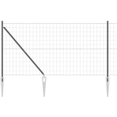 Image of vidaXL Euro Fence with 7 Spike Posts 1.2x10 m Galvanised Steel Grey