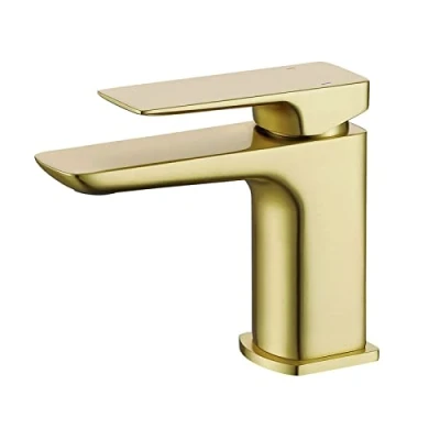 Image of Nes Home Modern Brushed Brass Square Basin Mono Mixer Tap
