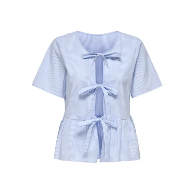 Image of JDY Jdymio String Blouse blue/white, Women&#039;s, Size: Medium, Blue/white