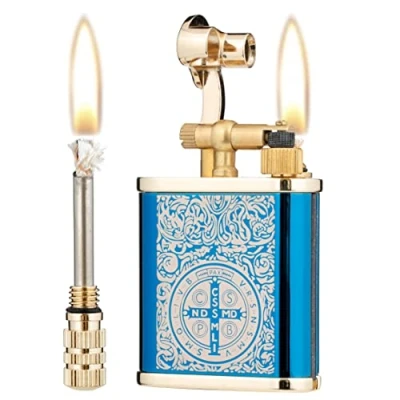 Image of 2 in 1 Lighetr Permanent Match Antique Style Lift Arm Kerosene Lighter with (Blue Ice Constantine)