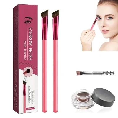 Image of Anjoize Eyebrow Grooming Kit, 4D Laminated Home Multifunction Ultra Thin Angled Realistic Brush, Stroking Brow Brush (Light Brown)