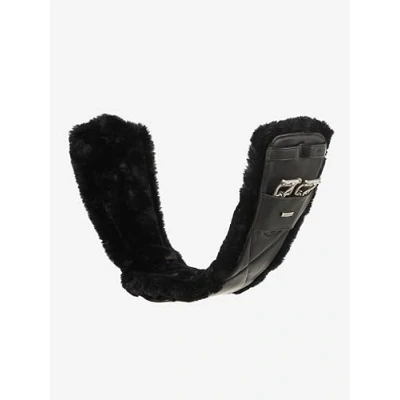 Image of LeMieux Arika Simuwool Contoured Dressage Girth Soft Supple Leather Washable Detachable Black 75cm/30&quot;