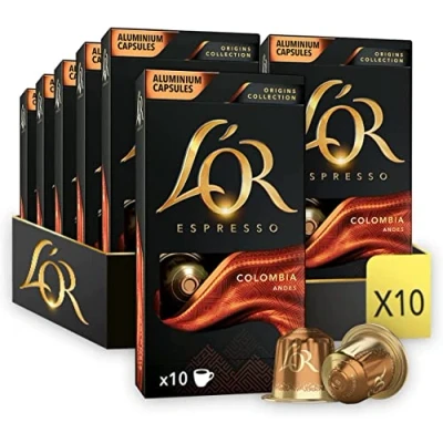 Image of L&#039;OR Origins Colombia Coffee Pods x10 (Pack of 10, Total 100 Capsules)
