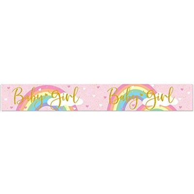 Image of Oaktree 625693 9ft Banner Pastel Rainbow Baby Girl Holographic