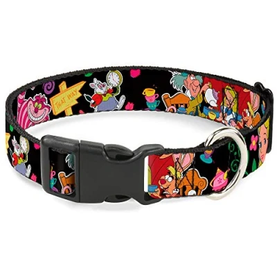Image of Buckle Down Plastic Clip Collar Alice&#039;s Encounters in Wonderland 1&quot; Wide Fits 11 17&quot; Neck Medium