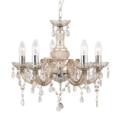 Image of Marie Therese 5 Light Chandelier Mink Finish with Acrylic Crystals, E14