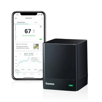 Image of Ecosense EQ100 EcoQube, Smart Continuous Radon Detector for Home, Easy to Use, Accurate, Wi Fi, UK Version Bq/m3
