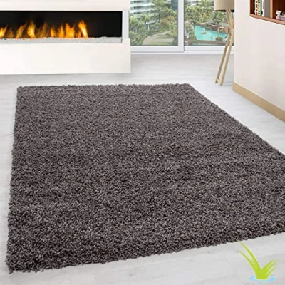 Image of Wadan 60x110cm Taupe Shaggy Rugs Living Room 5mm Thick Pile Extra Large Small Medium Rectangular Size Soft Touch Area Non Shedding